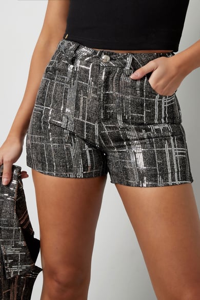 Short denim look with sequins - black h5 Picture2